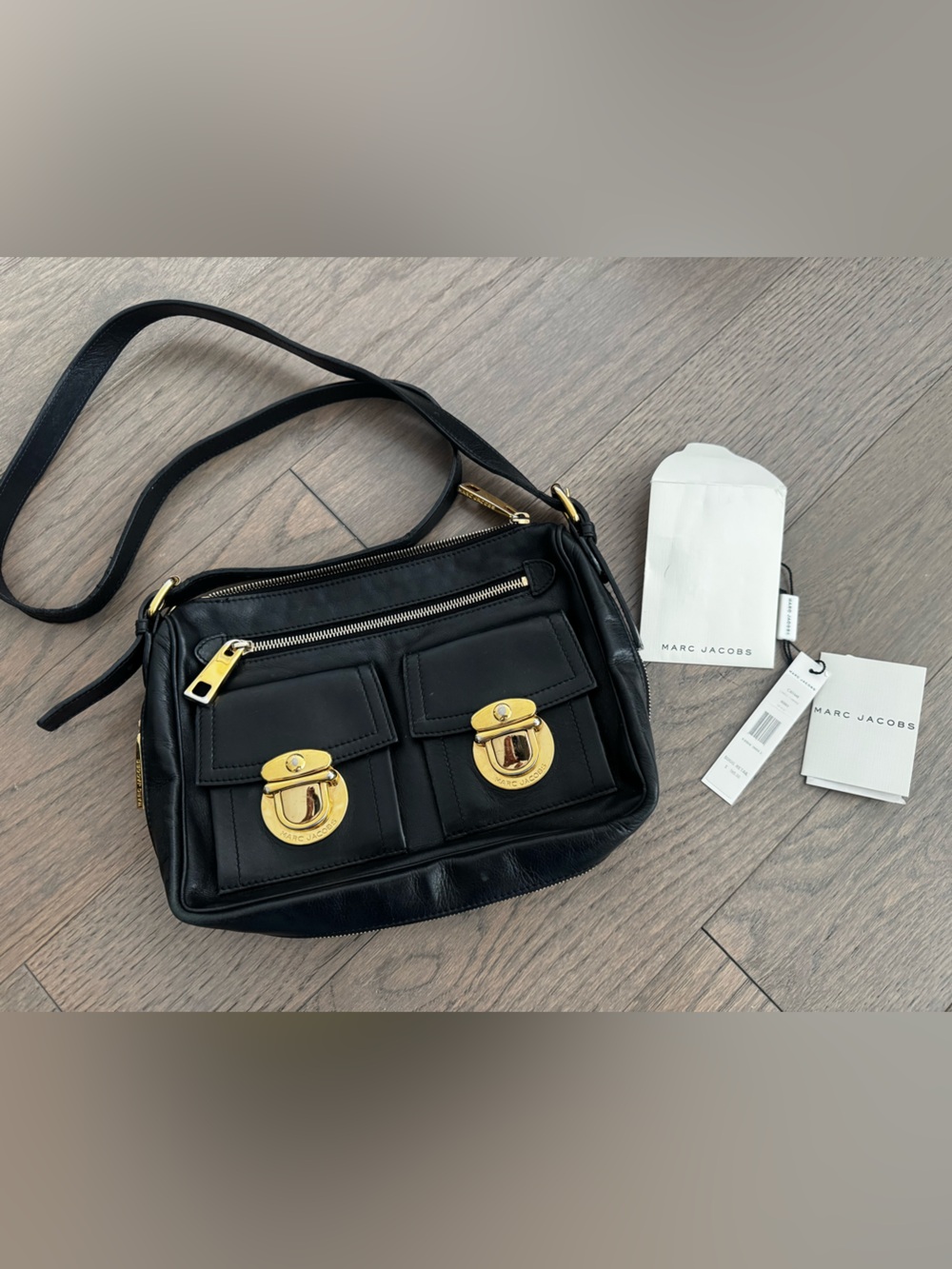 Marc Jacobs Black Leather Large Cammie Crossbody Bag